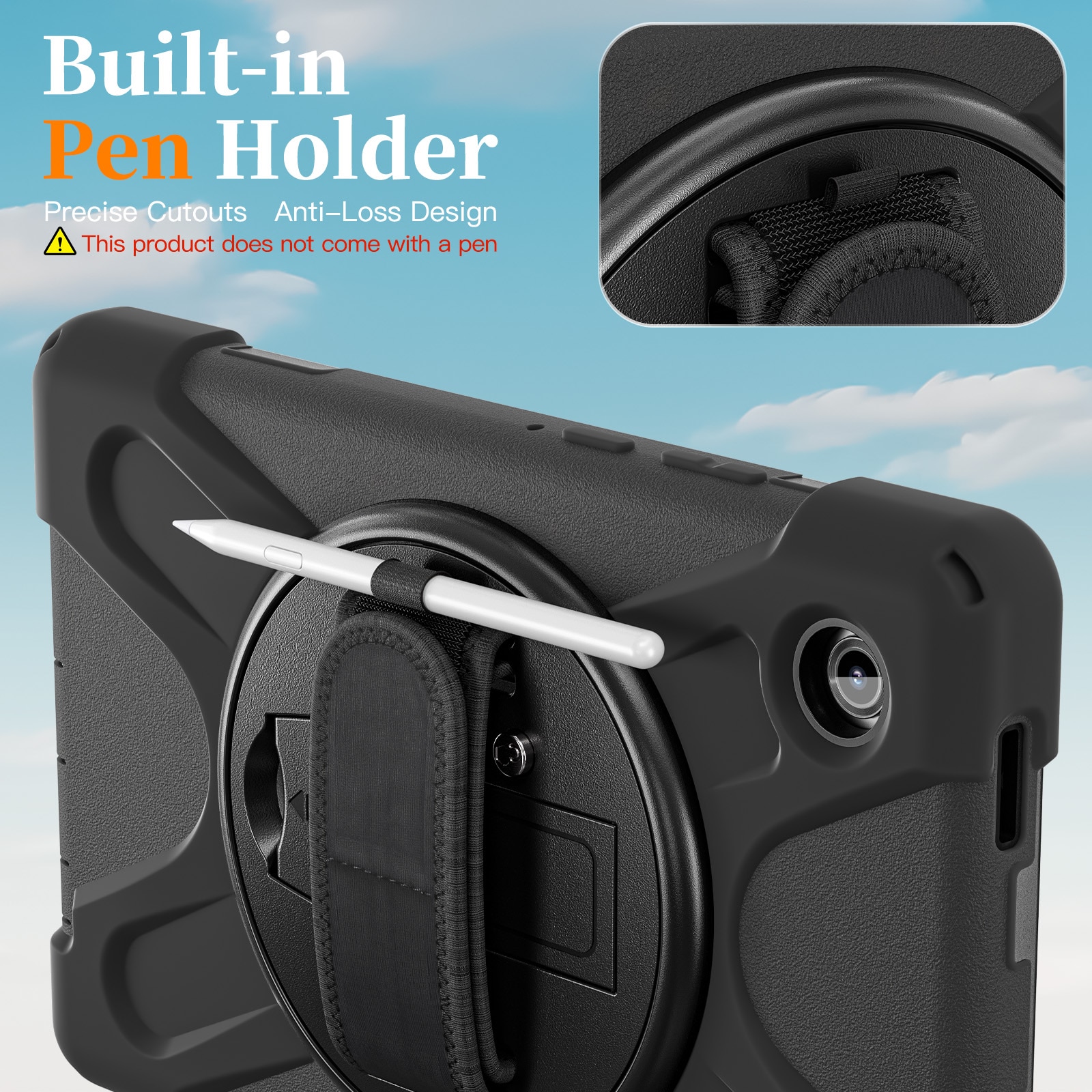 Coque hybride antichoc avec bandoulière Samsung Galaxy Tab A11 Plus, noir