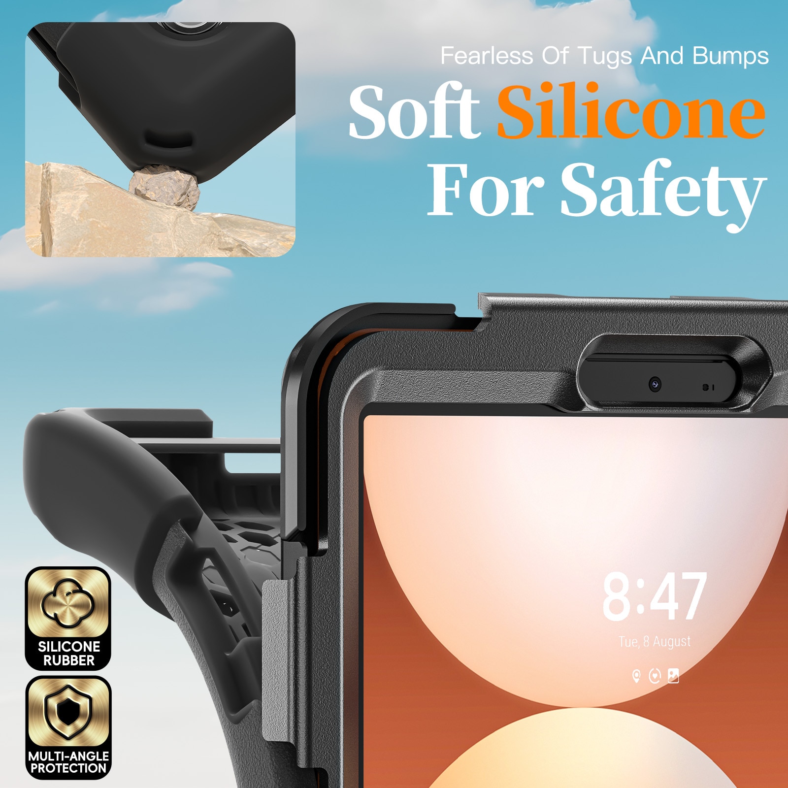 Coque hybride antichoc avec bandoulière Samsung Galaxy Tab A11 Plus, noir