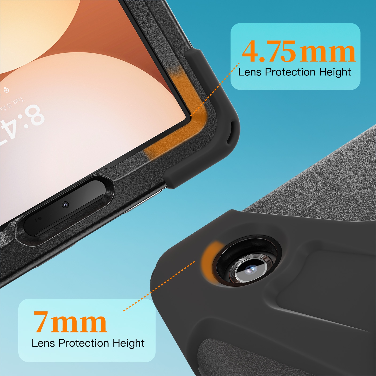 Coque hybride antichoc avec bandoulière Samsung Galaxy Tab A11 Plus, noir