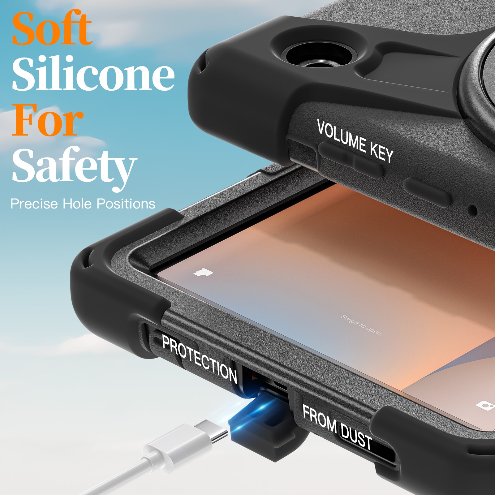 Coque hybride antichoc avec bandoulière Samsung Galaxy Tab A11 Plus, noir