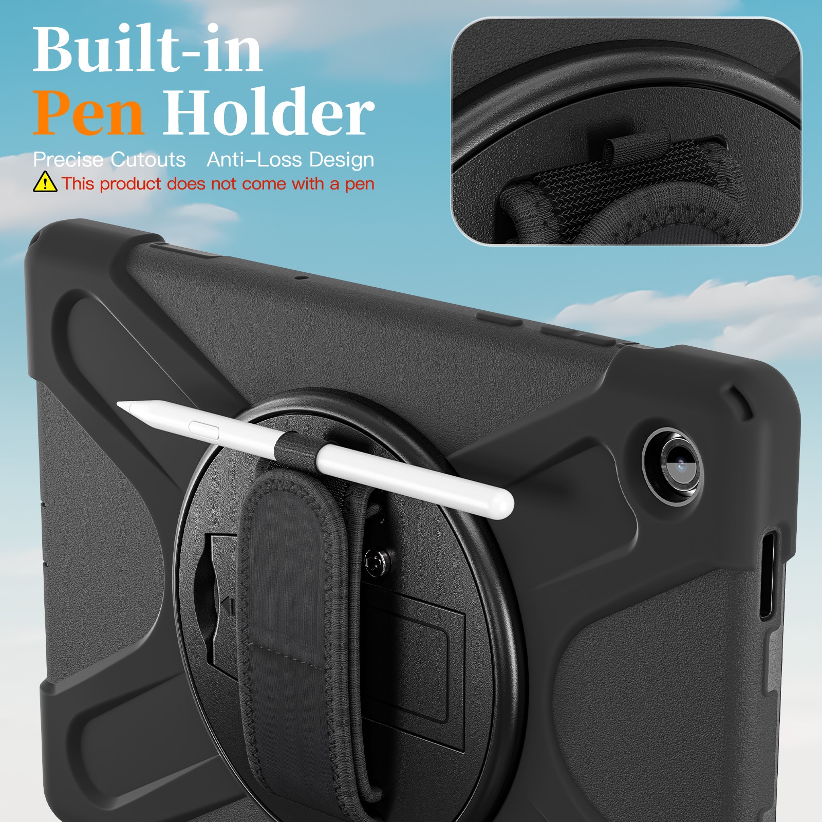 Coque hybride antichoc avec bandoulière Samsung Galaxy Tab A11 Plus, noir