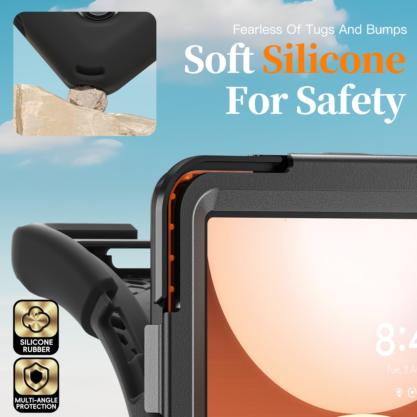 Coque hybride antichoc avec bandoulière Samsung Galaxy Tab A11 Plus, noir