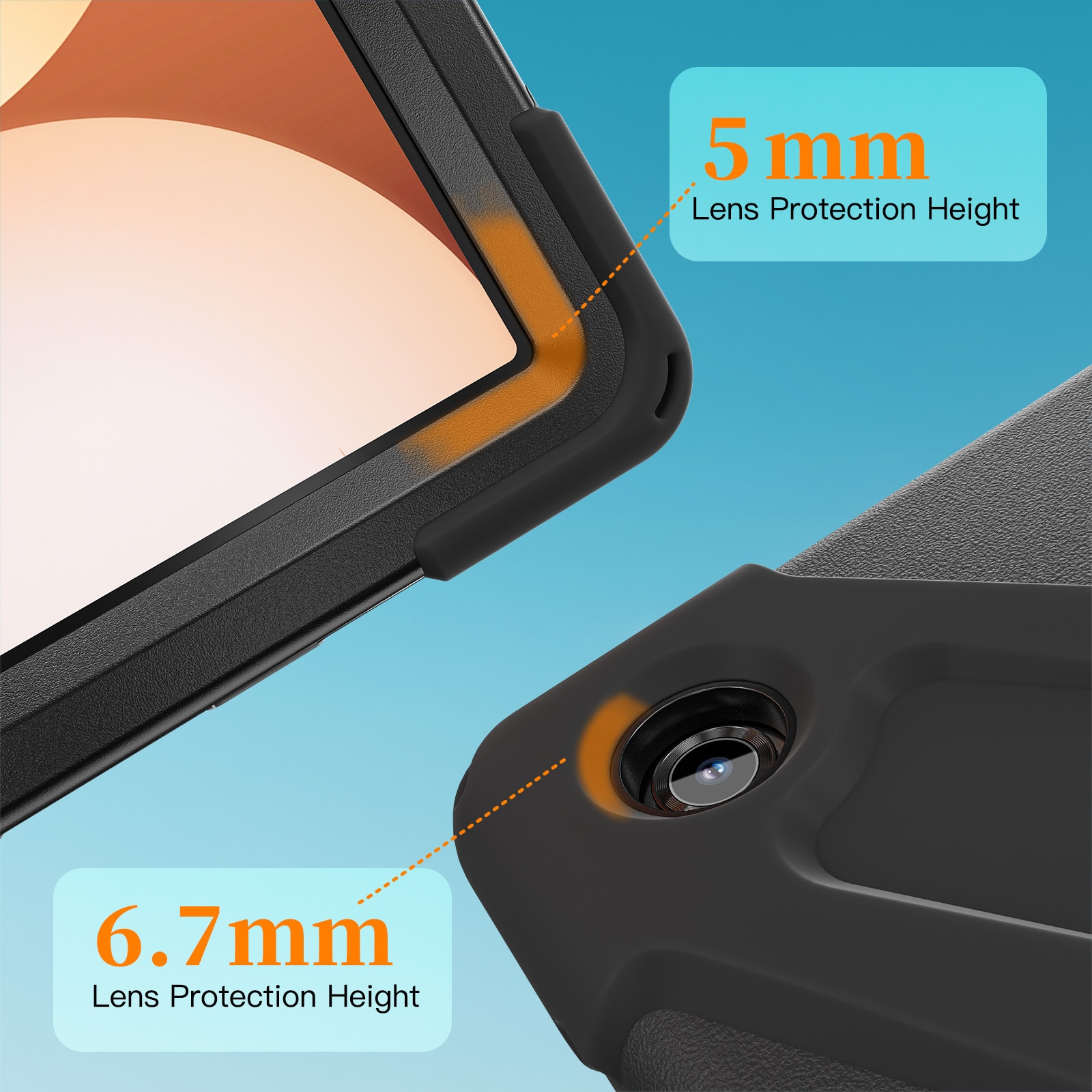 Coque hybride antichoc avec bandoulière Samsung Galaxy Tab A11 Plus, noir