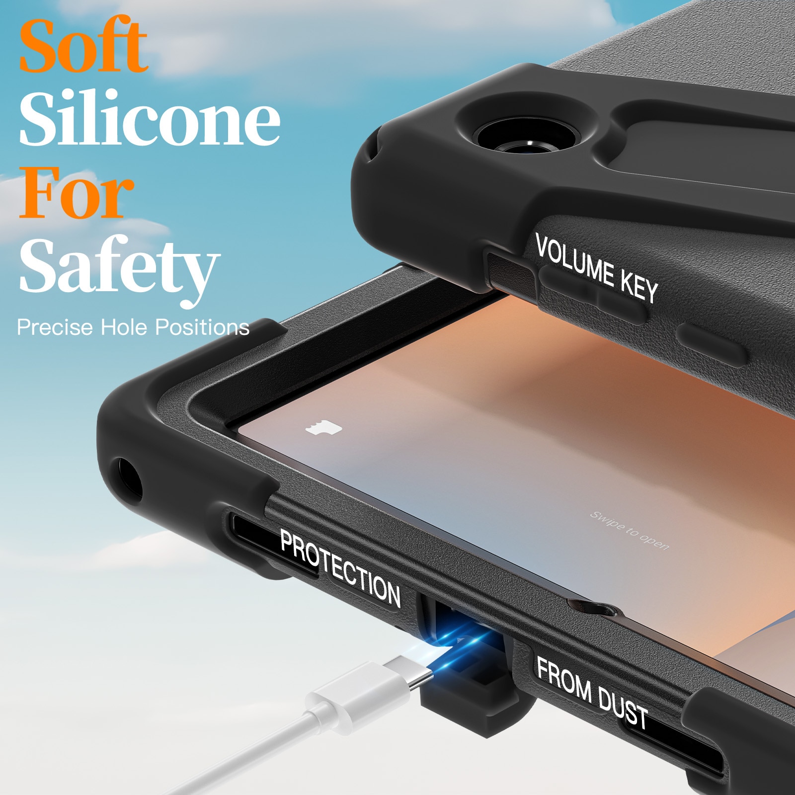 Coque hybride antichoc avec bandoulière Samsung Galaxy Tab A11 Plus, noir