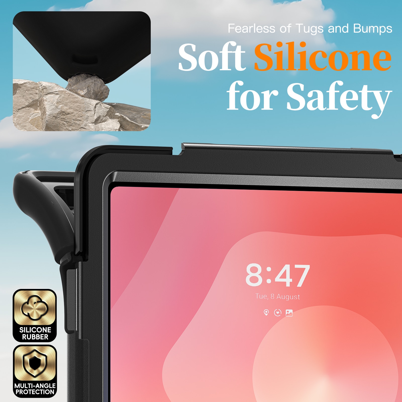 Coque hybride antichoc avec bandoulière Samsung Galaxy Tab S11 Ultra, noir