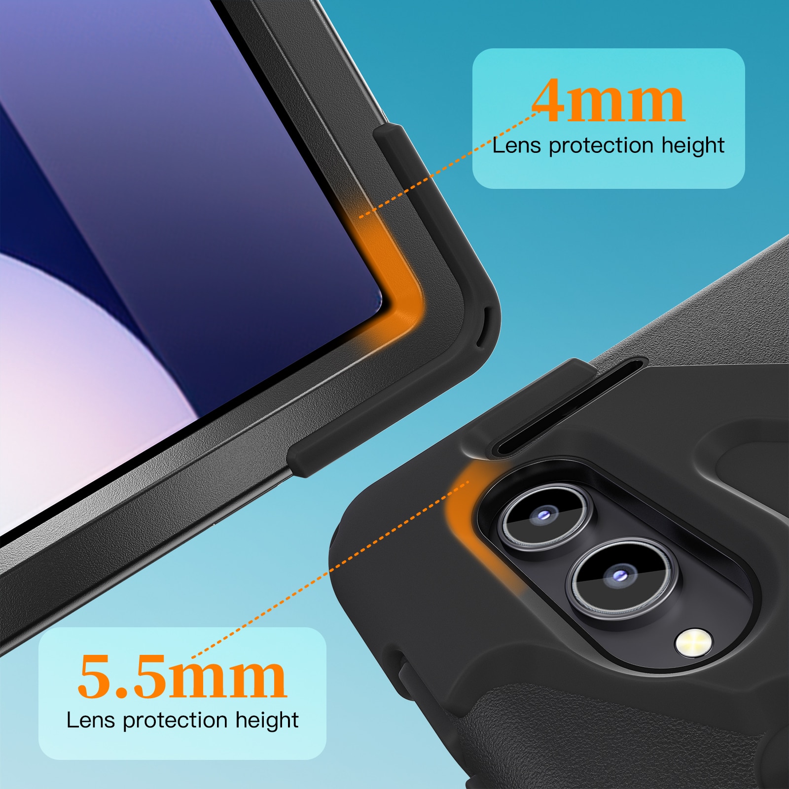 Coque hybride antichoc avec bandoulière Samsung Galaxy Tab S11 Ultra, noir