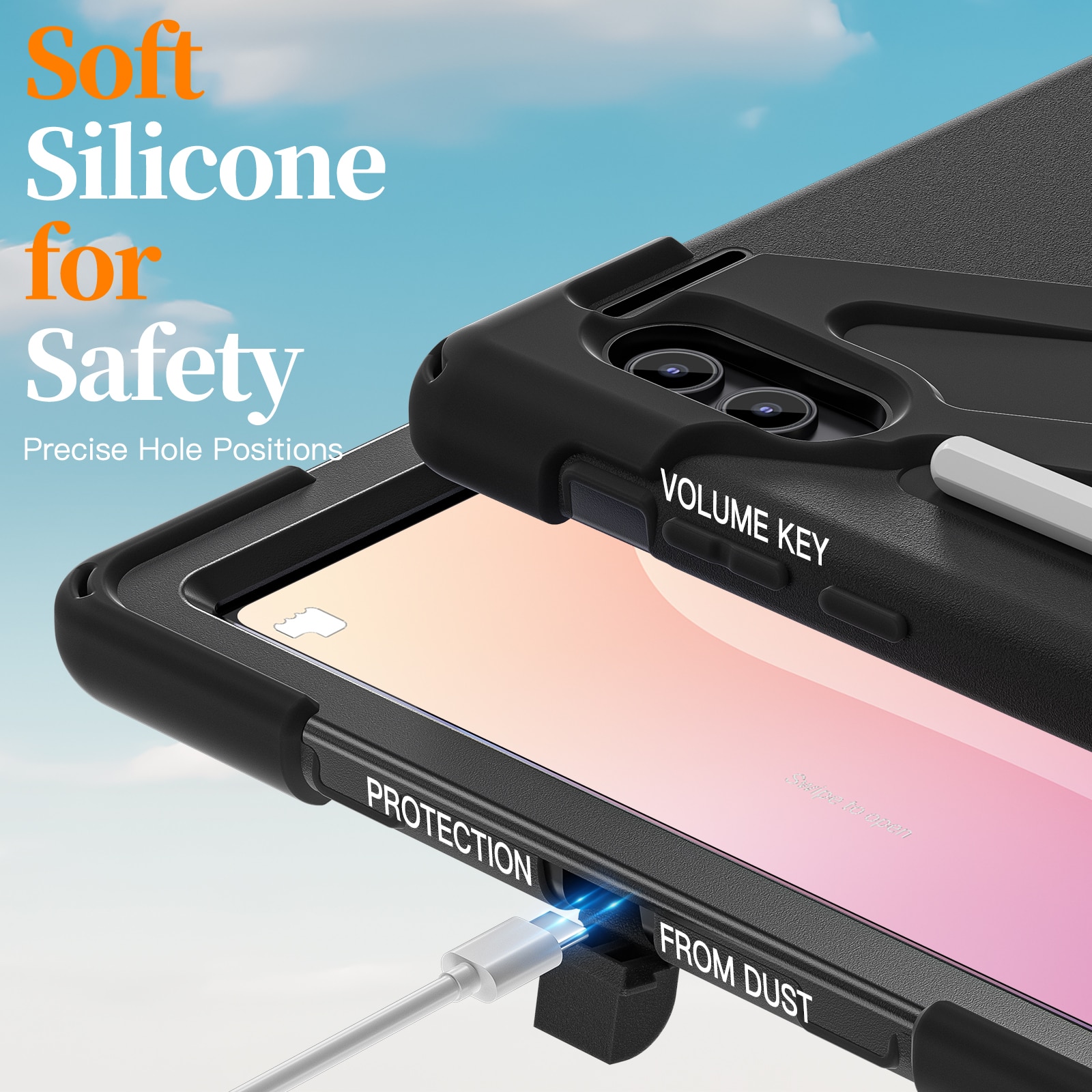 Coque hybride antichoc avec bandoulière Samsung Galaxy Tab S11 Ultra, noir