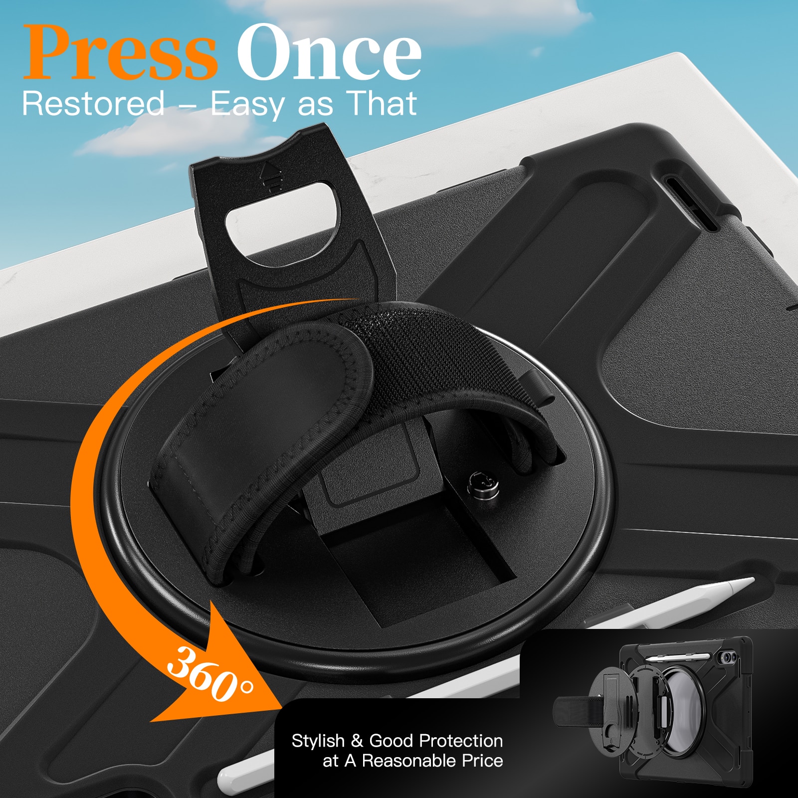 Coque hybride antichoc avec bandoulière Samsung Galaxy Tab S11 Ultra, noir