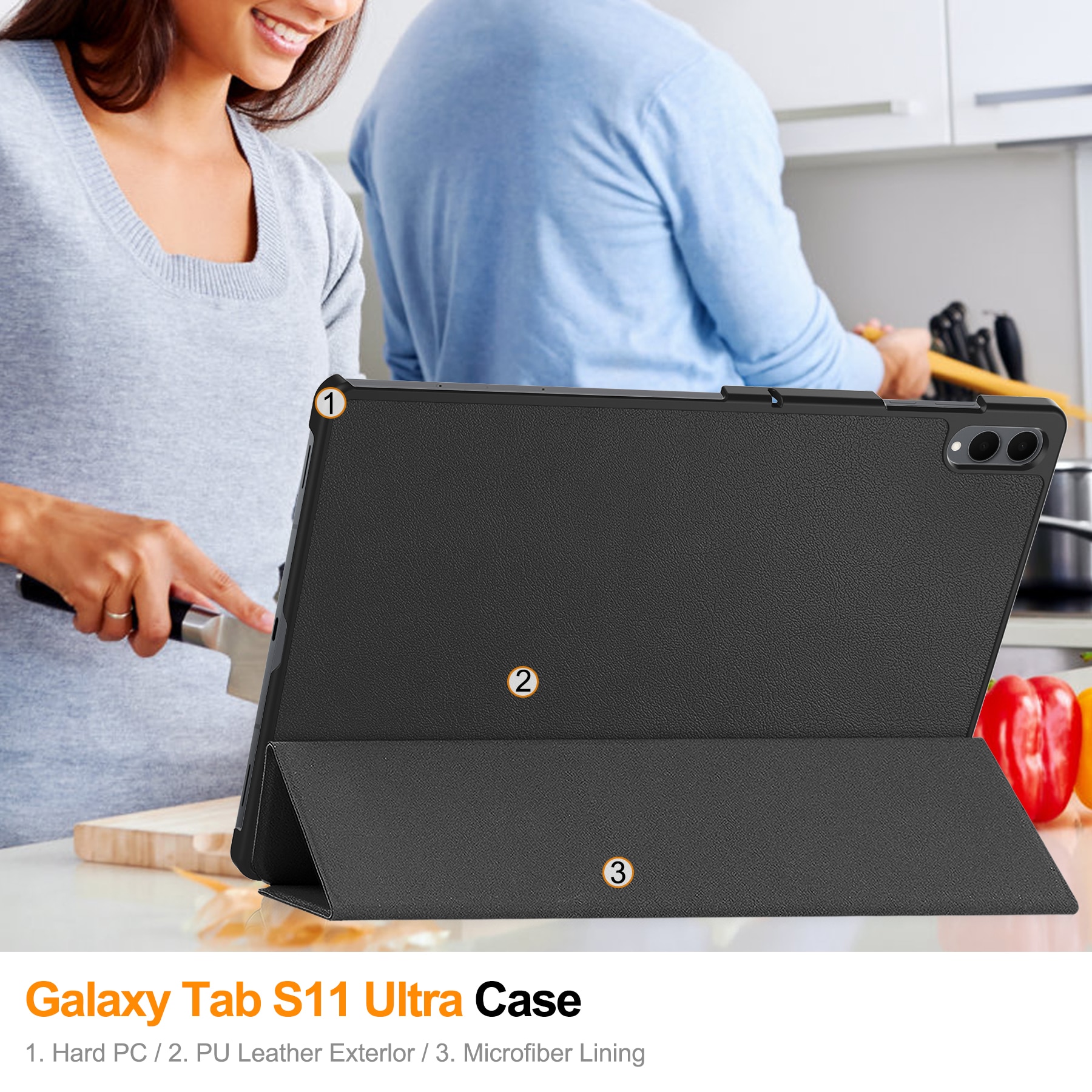 Étui Tri-Fold Samsung Galaxy Tab S11 Ultra, Noir