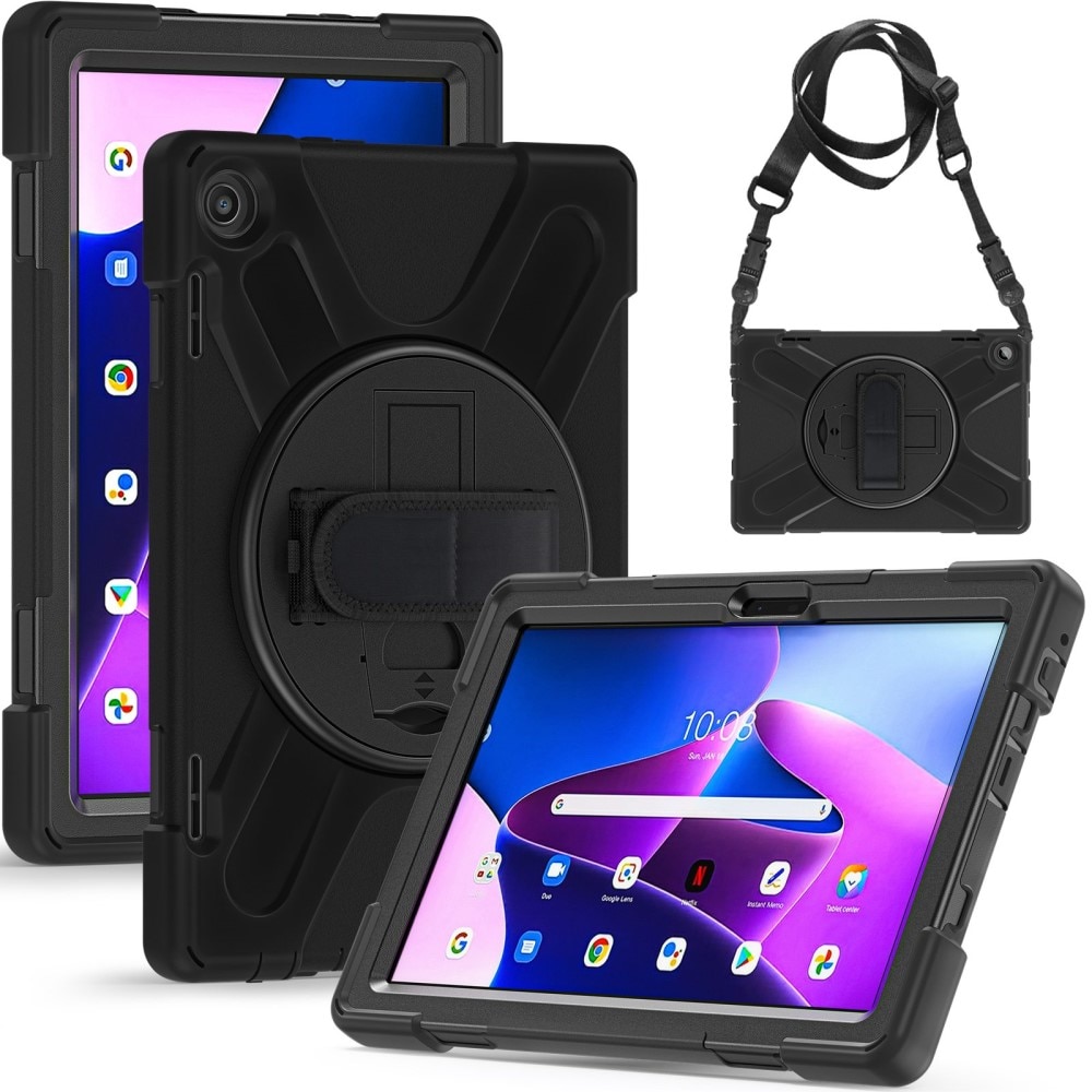 Coque hybride antichoc avec bandoulière Lenovo Tab M10 (3rd gen) Noir