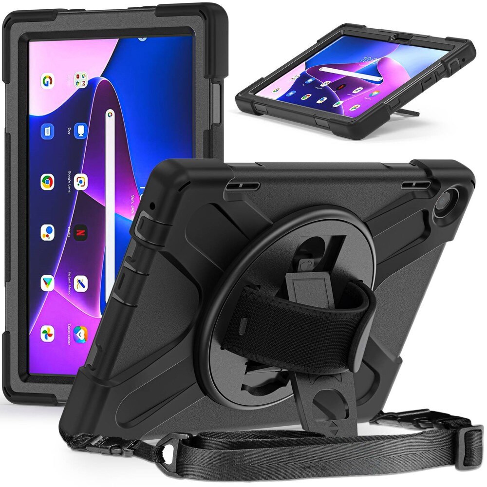 Coque hybride antichoc avec bandoulière Lenovo Tab M10 (3rd gen) Noir