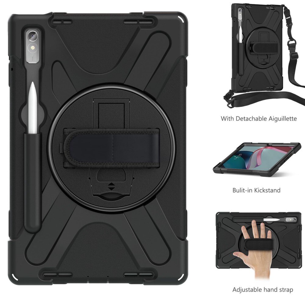 Coque hybride antichoc avec bandoulière Lenovo Tab P11 Pro (2nd gen) Noir