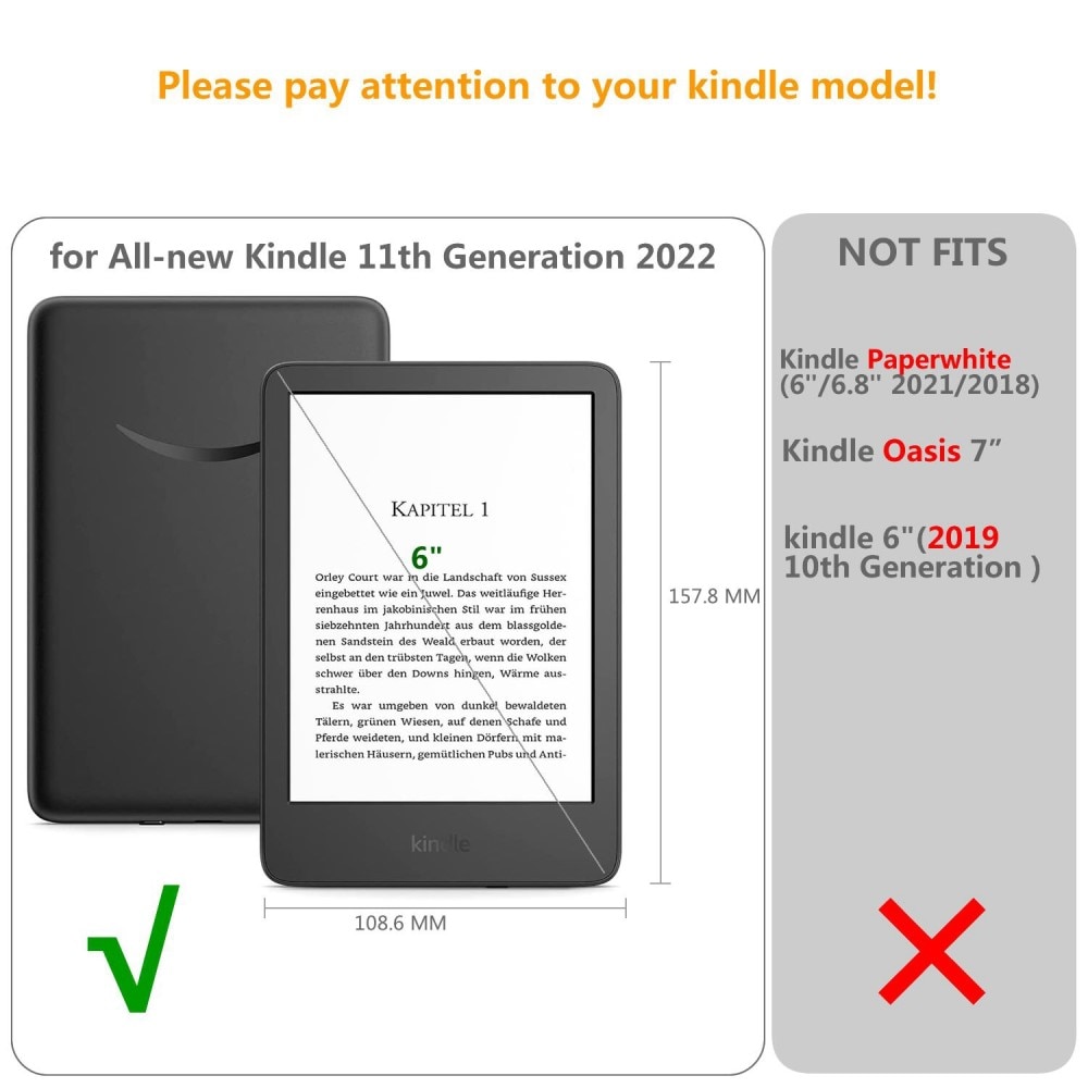 Coque avec sangle à main Amazon Kindle 11th gen (2022) noir