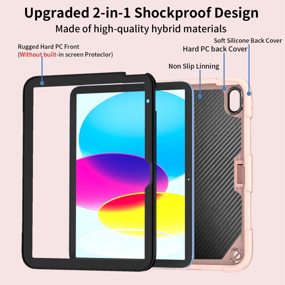 Coque hybride à papillons pour Apple iPad 11 11th Gen (2025) avec bandoulière rose
