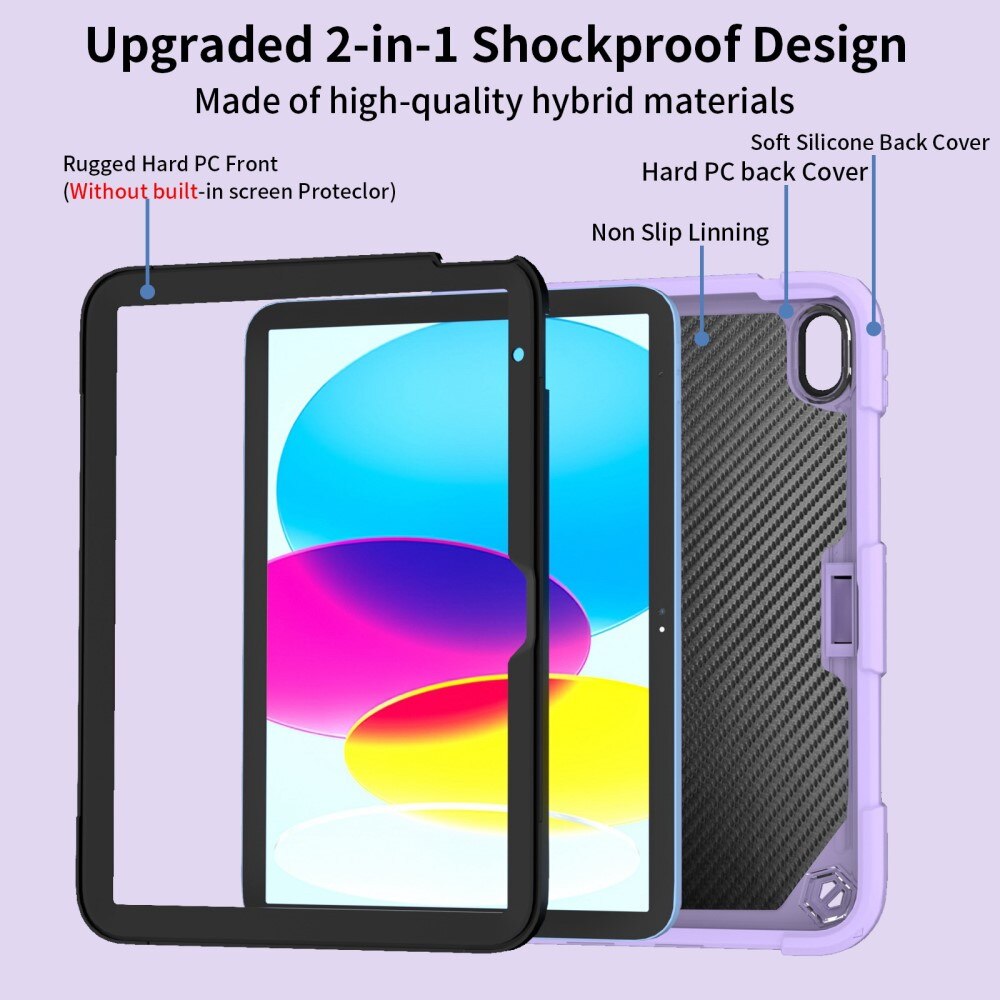 Coque hybride à papillons pour Apple iPad 11 11th Gen (2025) avec bandoulière violet