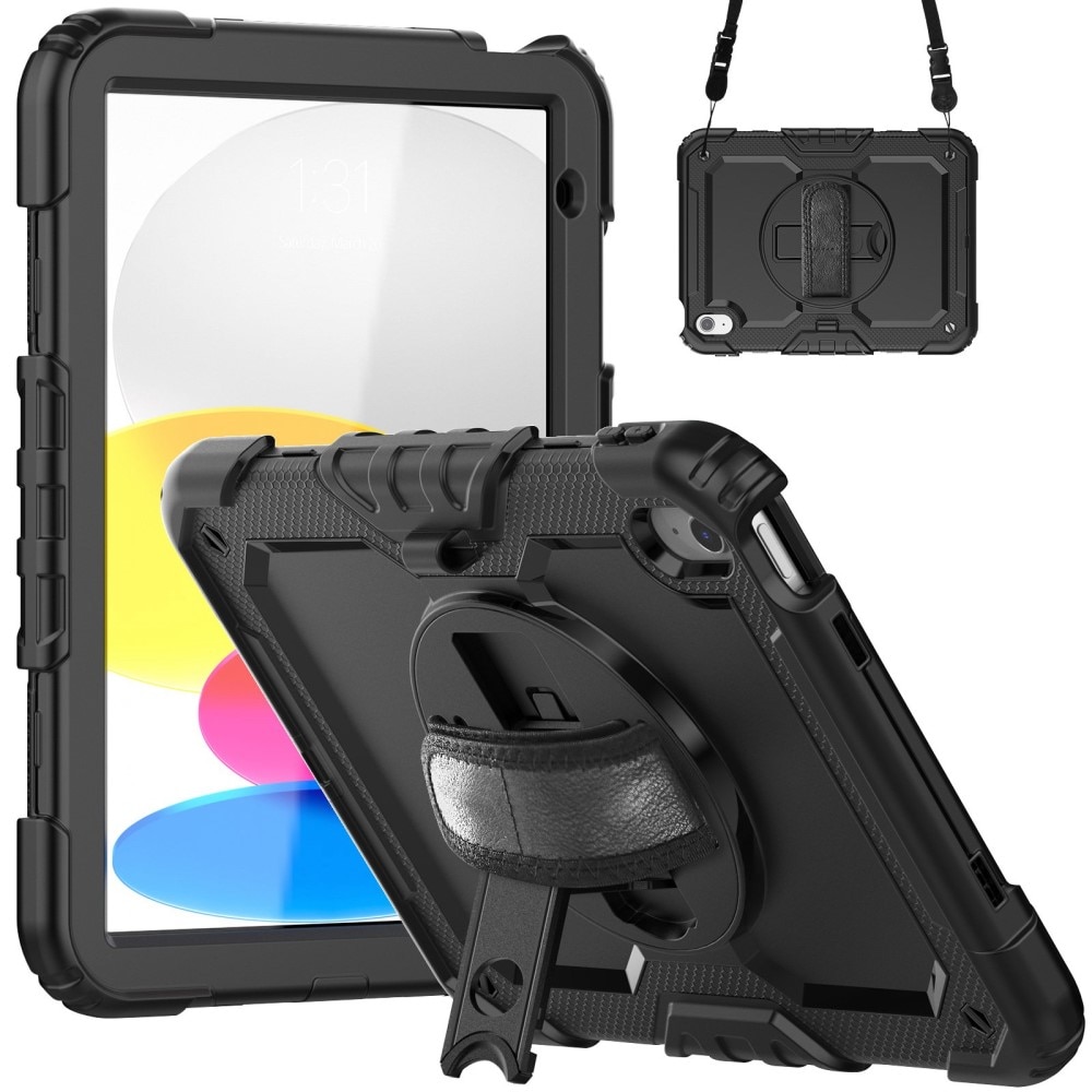 Full Protection Coque hybride antichoc avec bandoulière iPad 10.9 10th Gen (2022), noir