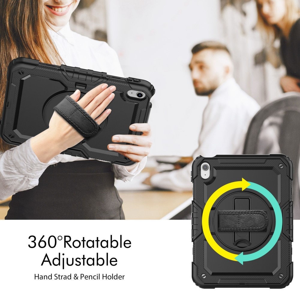 Full Protection Coque hybride antichoc avec bandoulière Apple iPad 11 11th Gen (2025), noir