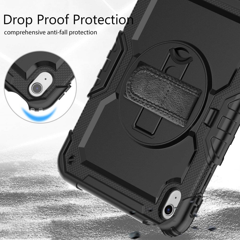 Full Protection Coque hybride antichoc avec bandoulière Apple iPad 11 11th Gen (2025), noir