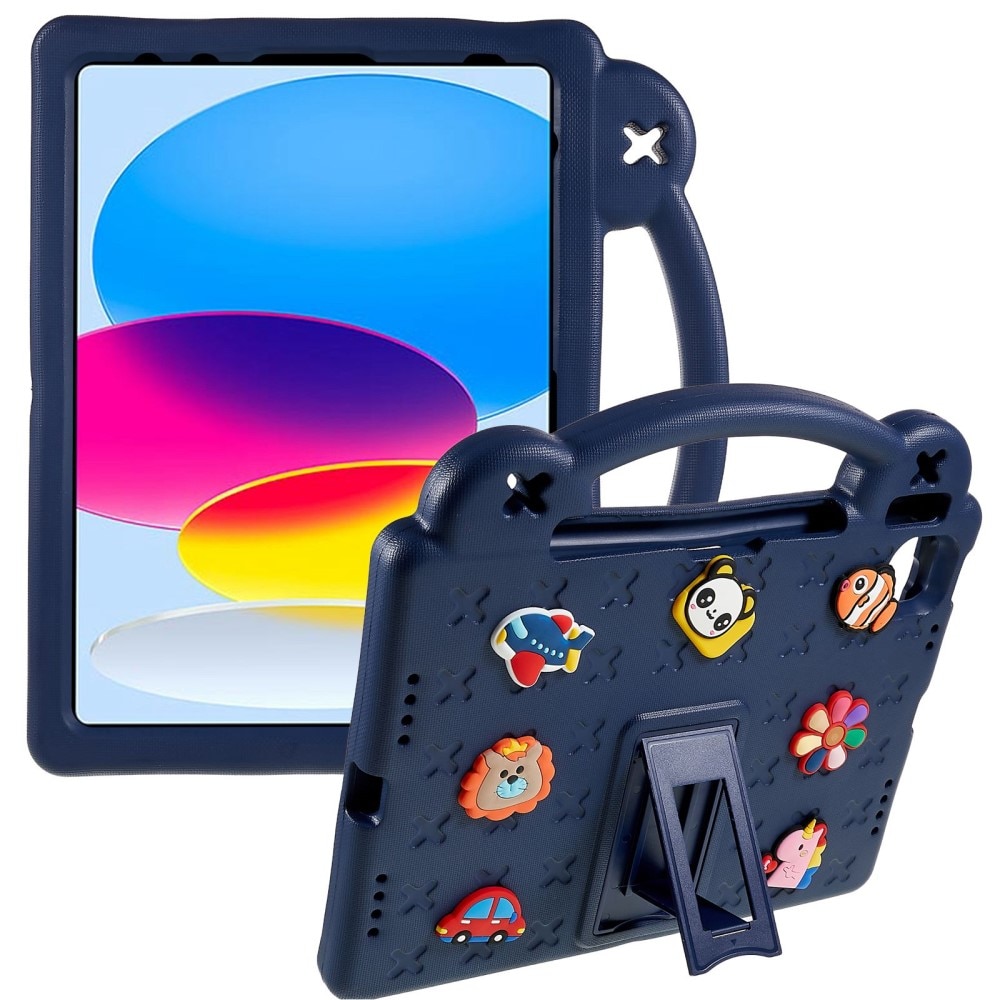 Kickstand Coque antichoc pour enfants iPad 10.9 10th Gen (2022), bleu foncé