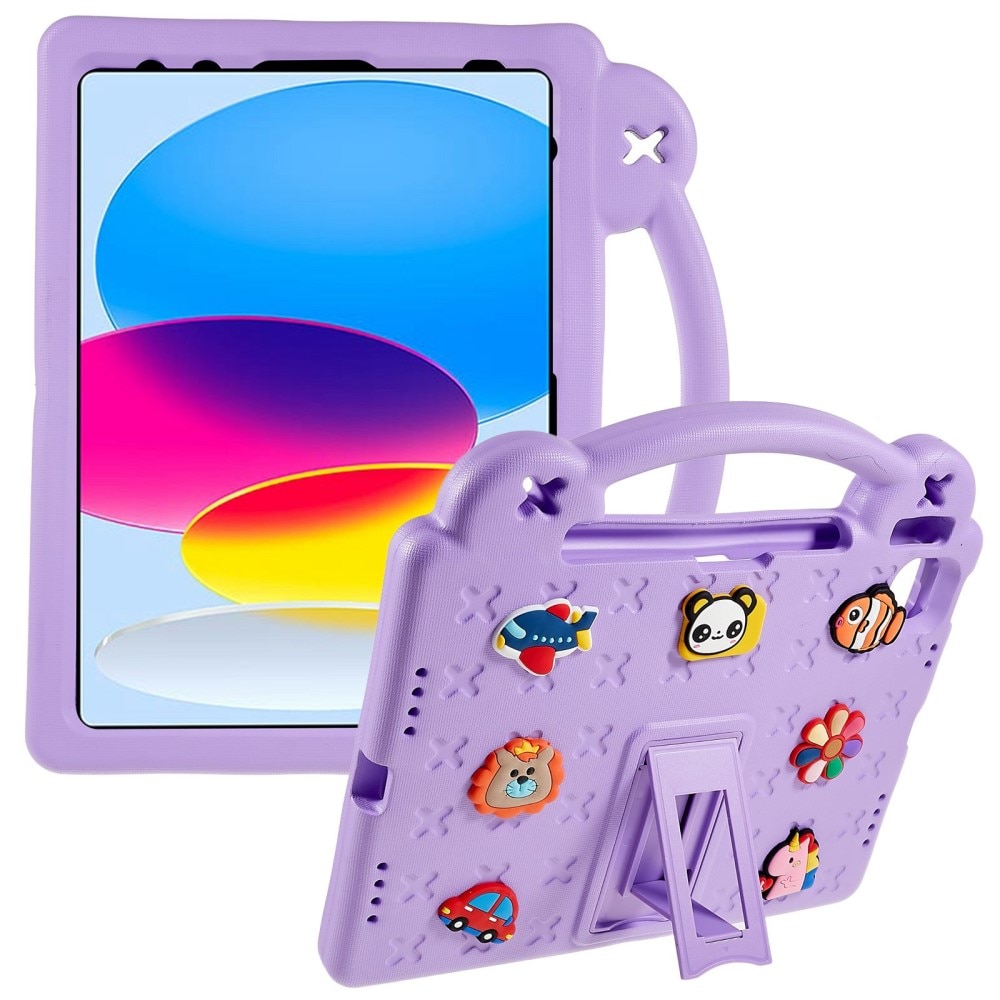 Kickstand Coque antichoc pour enfants iPad 10.9 10th Gen (2022), violet