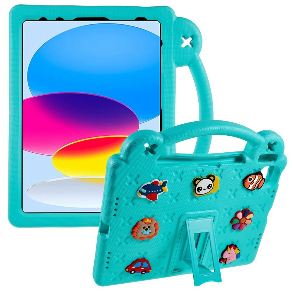 Kickstand Coque antichoc pour enfants iPad 10.9 10th Gen (2022), turquoise