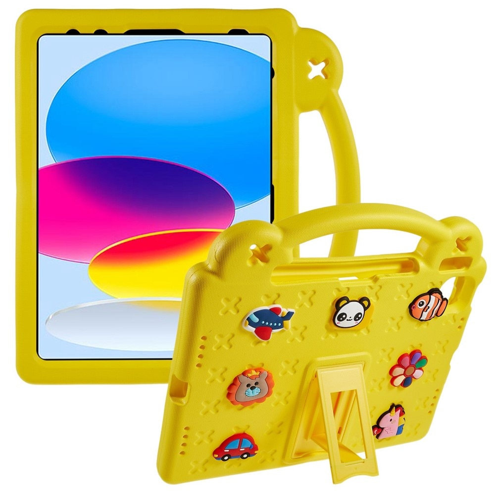 Kickstand Coque antichoc pour enfants iPad 10.9 10th Gen (2022), jaune