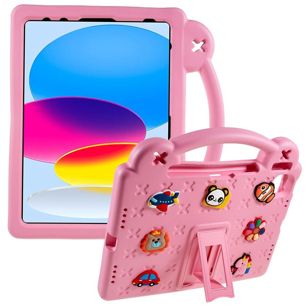 Kickstand Coque antichoc pour enfants iPad 10.9 2022 (10th gen), rose