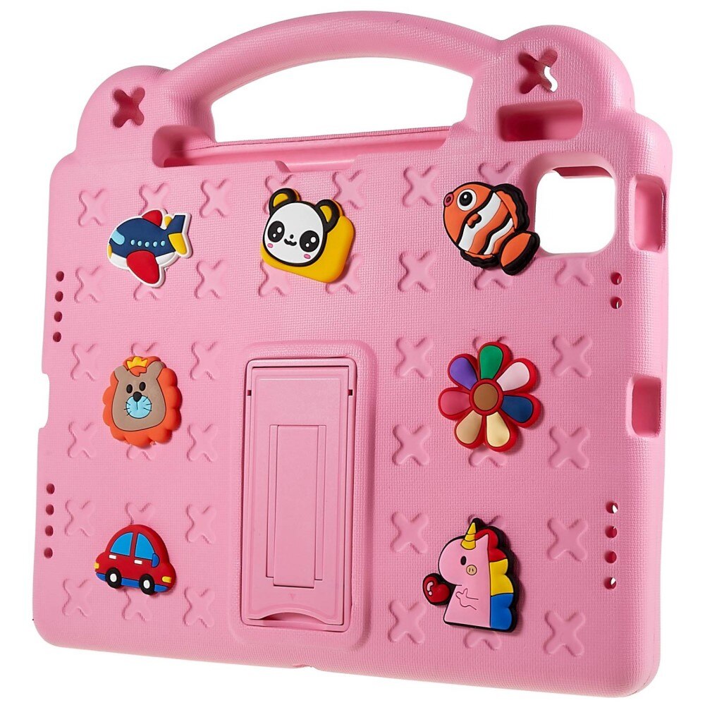 Kickstand Coque antichoc pour enfants Apple iPad 11 11th Gen (2025), rose
