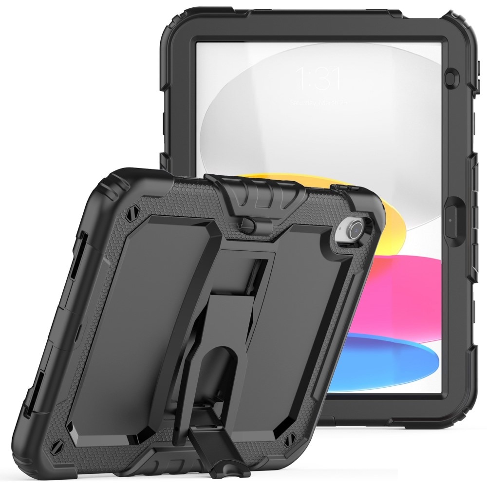 Full Cover Rugged Kickstand Case iPad 10.9 10th Gen (2022), noir