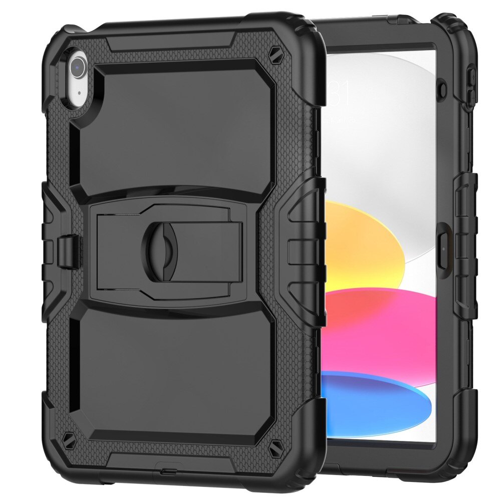 Full Cover Rugged Kickstand Case iPad 10.9 10th Gen (2022), noir