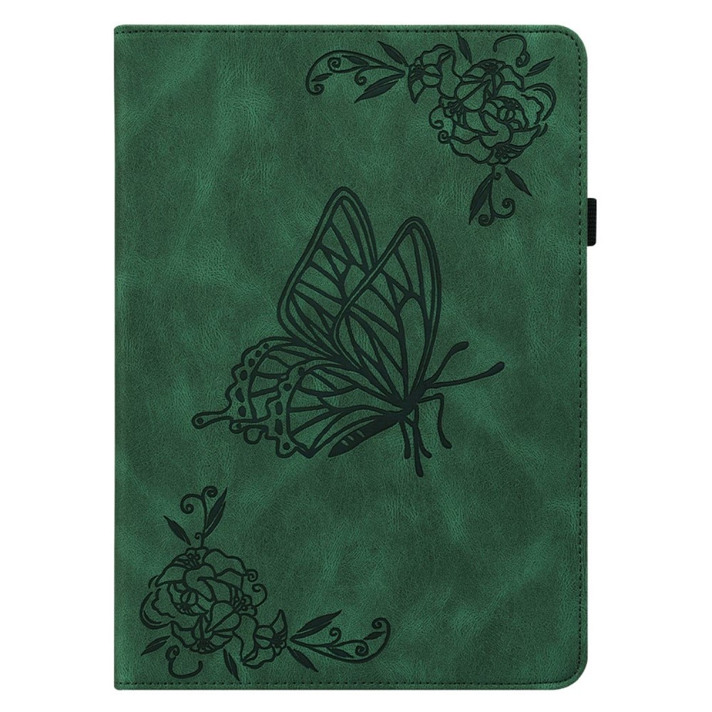 Étui en cuir avec papillons Apple iPad 10.9 10th Gen (2022) Vert