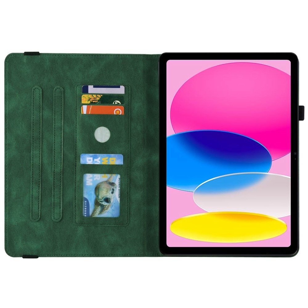 Étui en cuir avec papillons Apple iPad 10.9 10th Gen (2022) Vert
