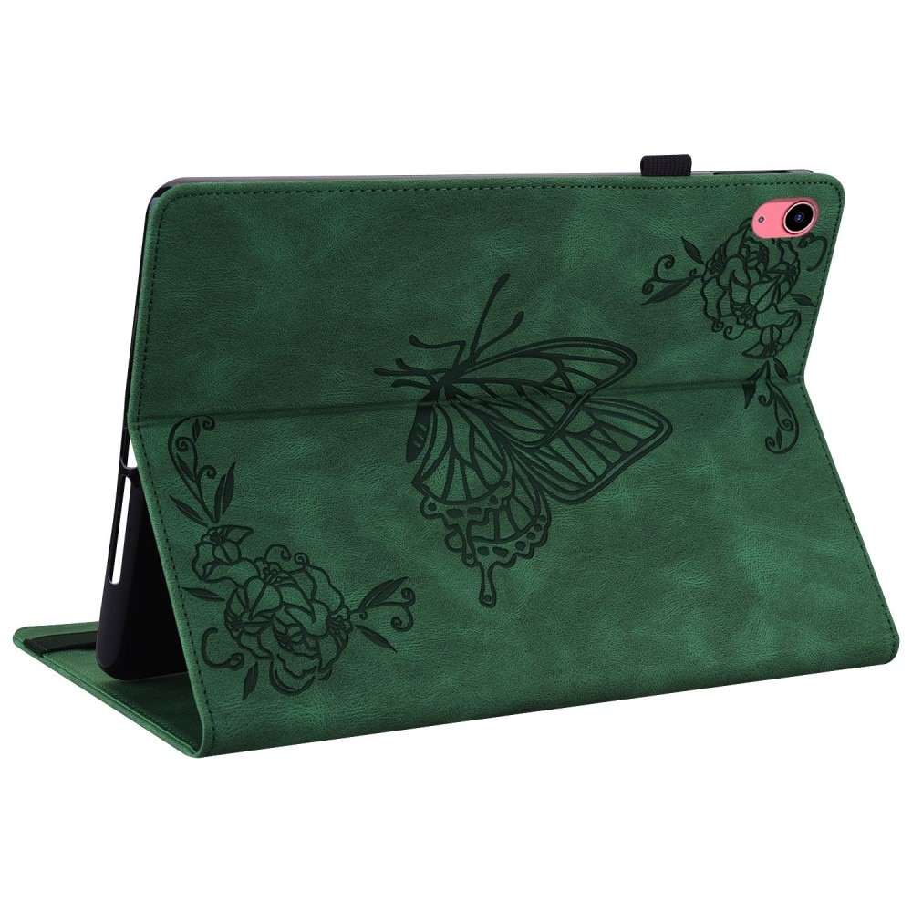 Étui en cuir avec papillons Apple iPad 10.9 10th Gen (2022) Vert