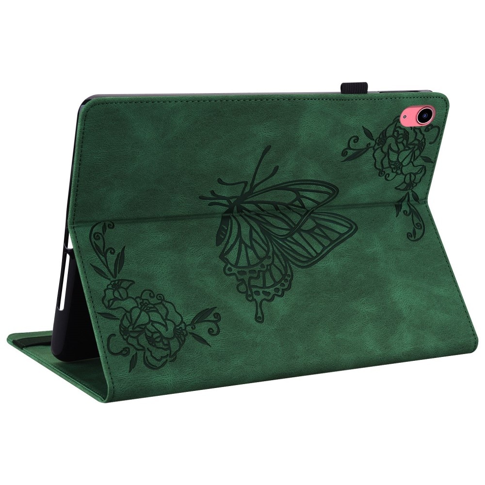 Étui en cuir avec papillons iPad 10.9 10th Gen (2022), vert