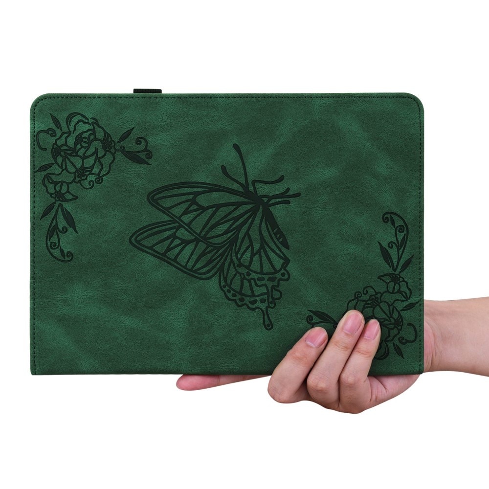 Étui en cuir avec papillons Apple iPad 10.9 10th Gen (2022) Vert