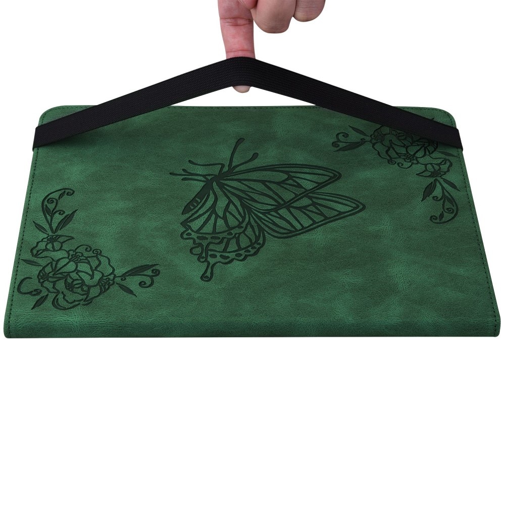 Étui en cuir avec papillons Apple iPad 10.9 10th Gen (2022) Vert
