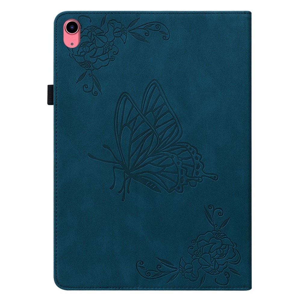 Étui en cuir avec papillons iPad 10.9 10th Gen (2022), bleu