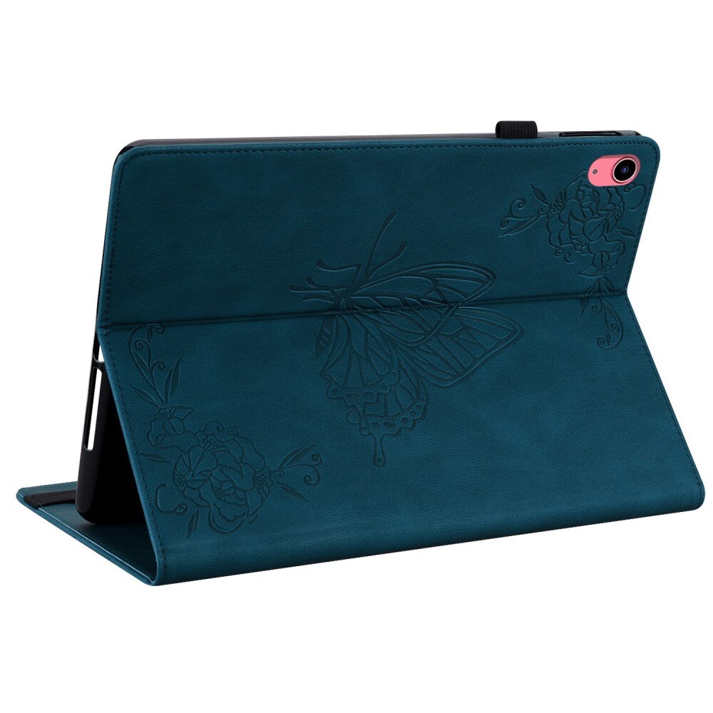 Étui en cuir avec papillons Apple iPad 10.9 10th Gen (2022) Bleu