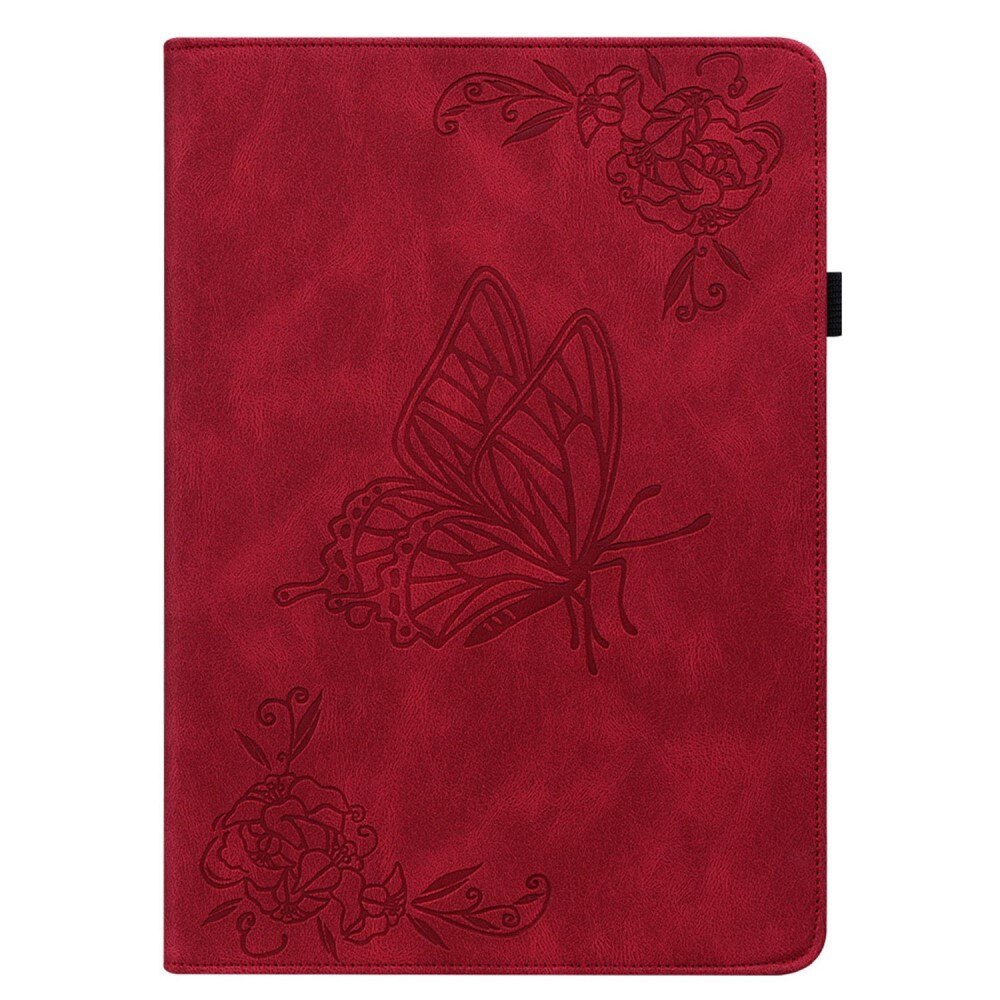 Étui en cuir avec papillons Apple iPad 11 11th Gen (2025) Rouge