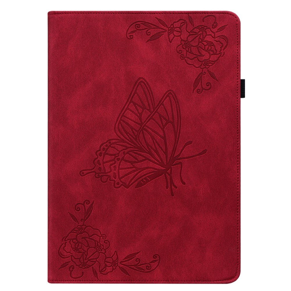 Étui en cuir avec papillons iPad 10.9 10th Gen (2022), rouge