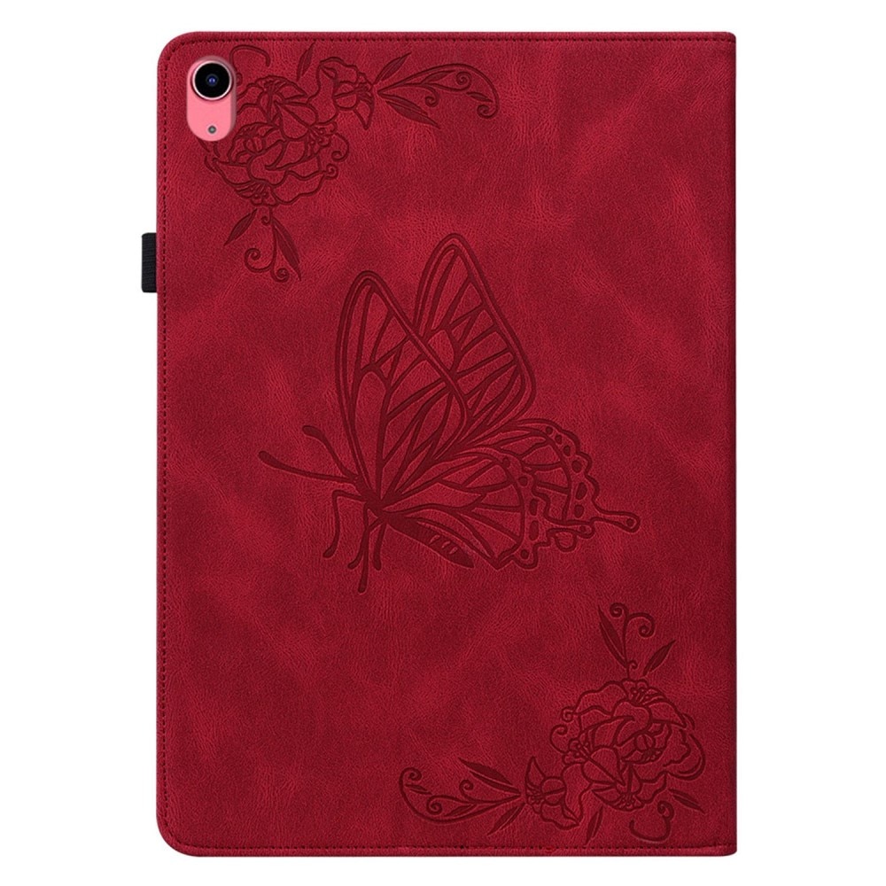 Étui en cuir avec papillons iPad 10.9 10th Gen (2022), rouge