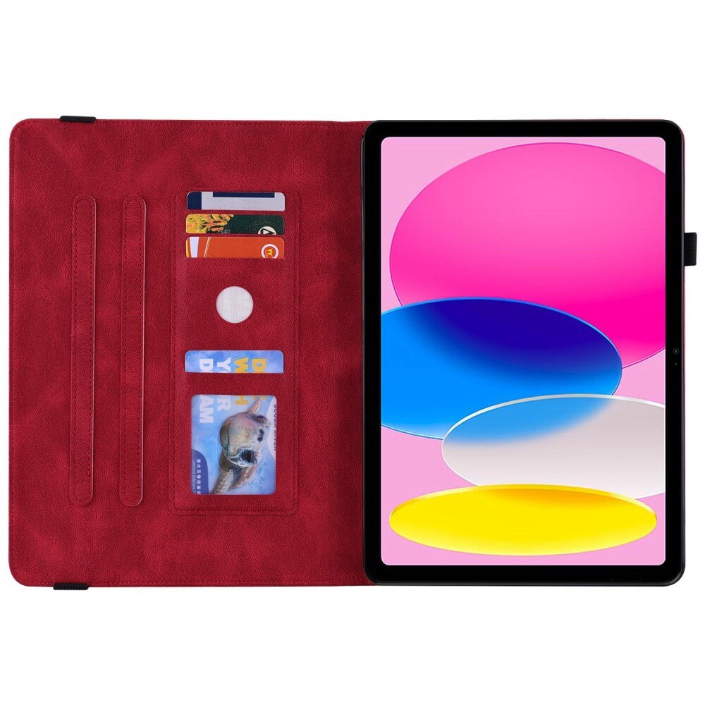 Étui en cuir avec papillons iPad 10.9 10th Gen (2022), rouge