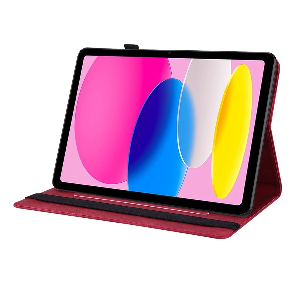 Étui en cuir avec papillons iPad 10.9 10th Gen (2022), rouge