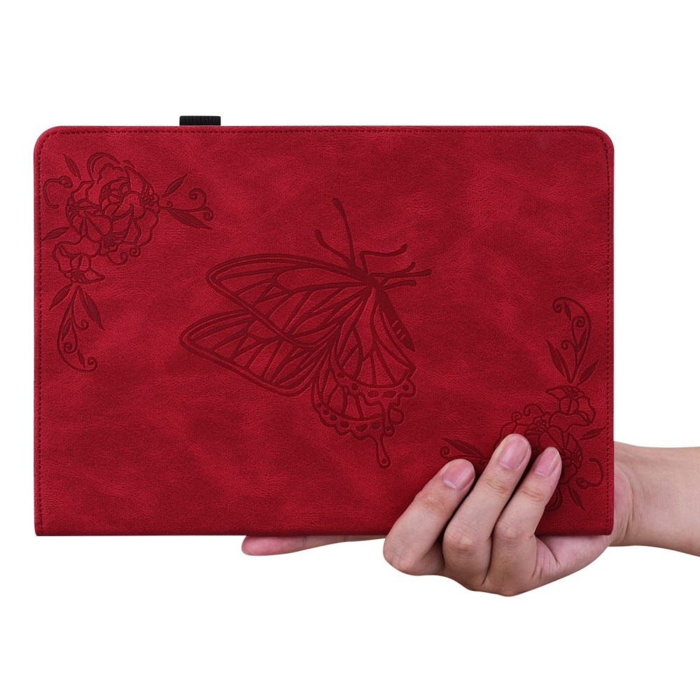 Étui en cuir avec papillons iPad 10.9 10th Gen (2022), rouge