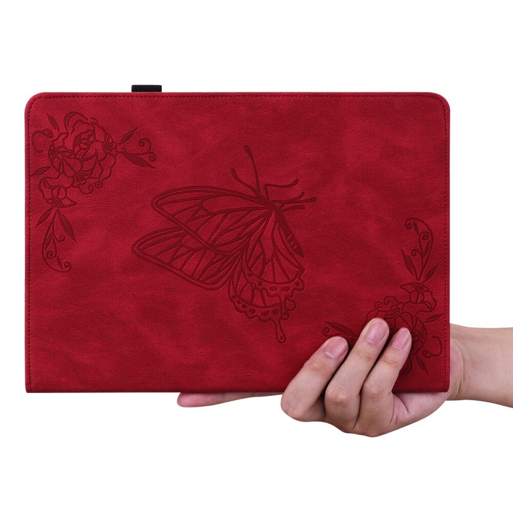 Étui en cuir avec papillons Apple iPad 11 11th Gen (2025) Rouge