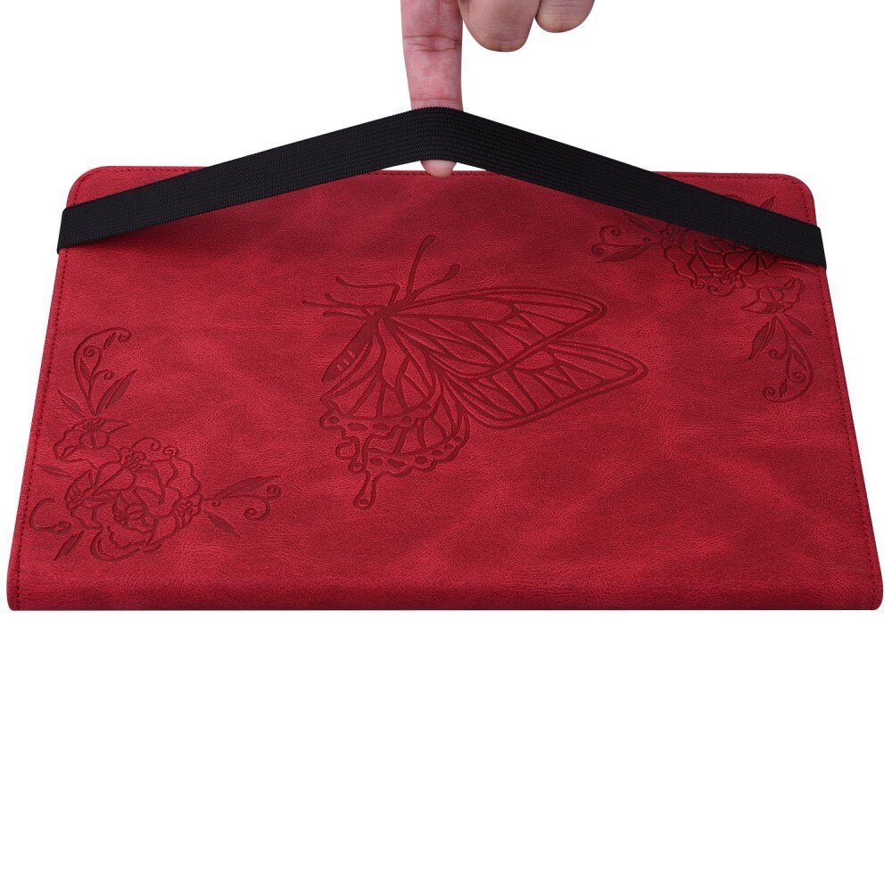 Étui en cuir avec papillons Apple iPad 11 11th Gen (2025) Rouge