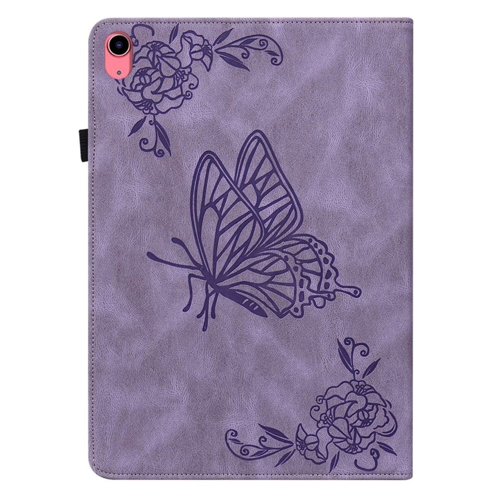 Étui en cuir avec papillons Apple iPad 11 11th Gen (2025) Violet