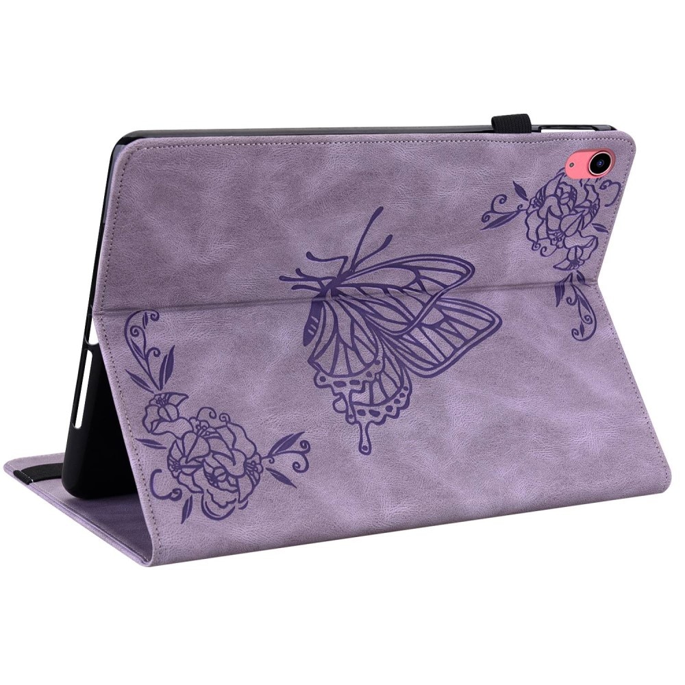 Étui en cuir avec papillons Apple iPad 11 11th Gen (2025) Violet