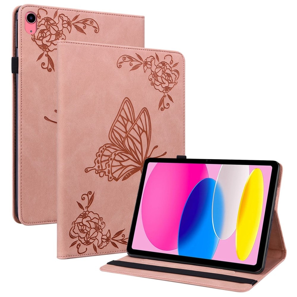 Étui en cuir avec papillons Apple iPad 11 11th Gen (2025) Rose