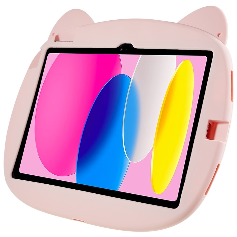 Coque cochon en silicone pour enfants pour iPad 10.9 10th Gen (2022), rose